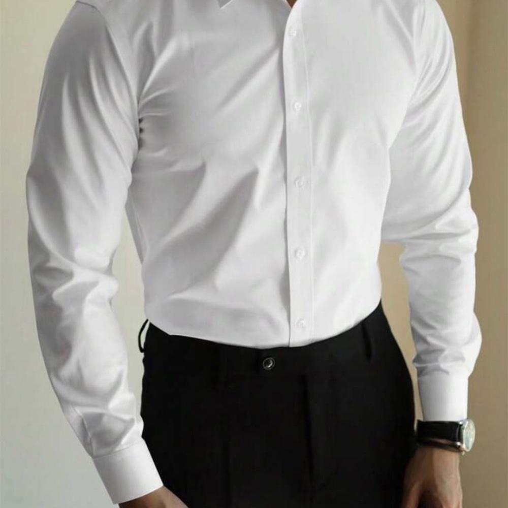 Classic White Men's Dress Shirt